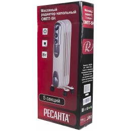 Масляный обогреватель РЕСАНТА ОМПТ- 5Н [67/3/2] 1кВт, 290?140?650, 5 секций, 6,3 кг}